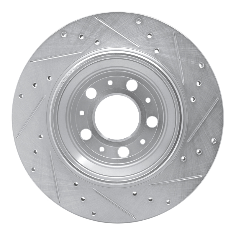 Volvo XC90 Brake Rotor (1) - Rear Left - R1 Concepts - Drilled & Slotted - Silver - `03-`14